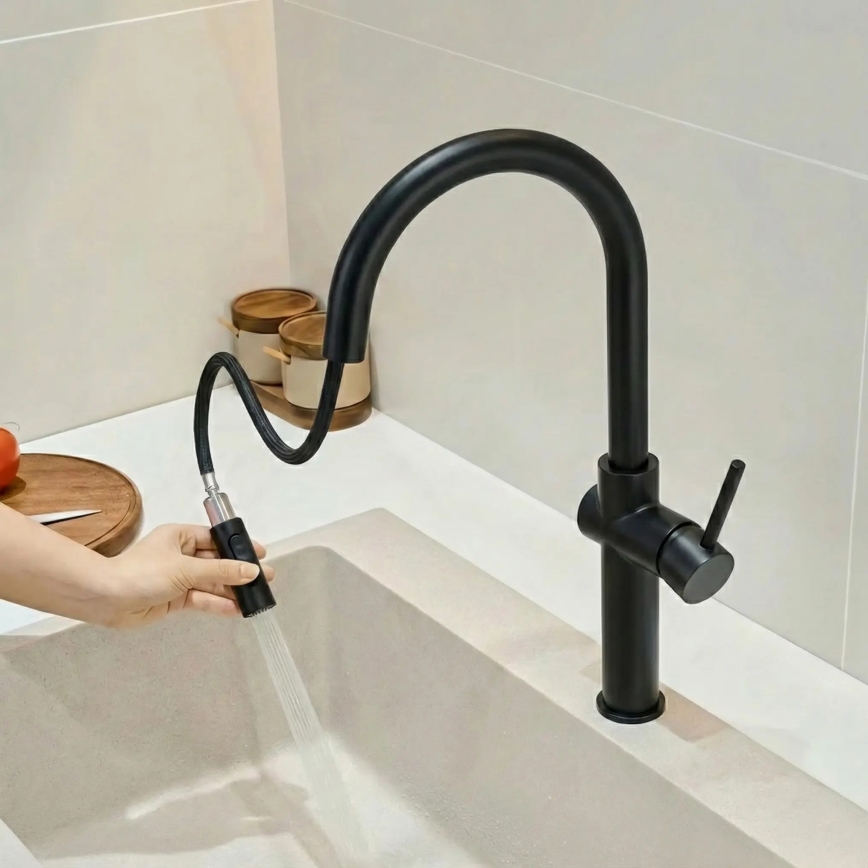 REA-B7200 - Keukenkraan met uittrekbare sproeikop FRESH 45 cm zwart