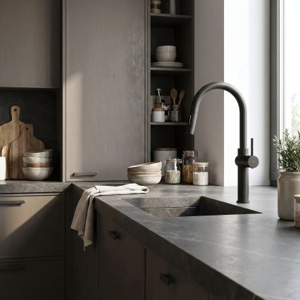 REA-B7200 - Keukenkraan met uittrekbare sproeikop FRESH 45 cm zwart