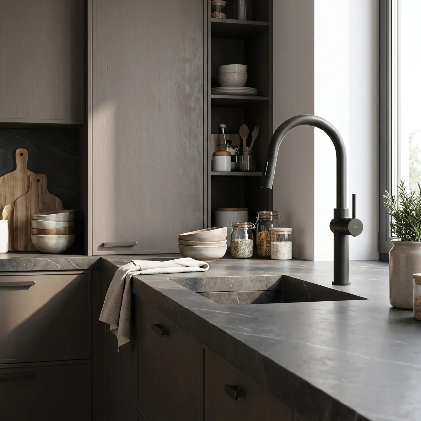 REA-B7200 - Keukenkraan met uittrekbare sproeikop FRESH 45 cm zwart