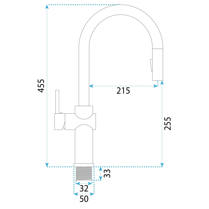REA-B7200 - Keukenkraan met uittrekbare sproeikop FRESH 45 cm zwart