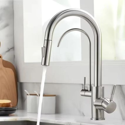 REA-B7563 - Keukenkraan met uittrekbare sproeikop en geïntegreerde filtratie ECO FRESH 37,5 cm, nikkel