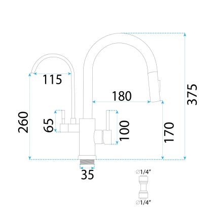 REA-B7563 - Keukenkraan met uittrekbare sproeikop en geïntegreerde filtratie ECO FRESH 37,5 cm, nikkel