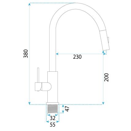 REA-B7573 - Keukenkraan met uittrekbare sproeier ONTARIO 38 cm nikkel