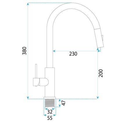 REA-B7574 - Keukenkraan met uittrekbare sproeikop ONTARIO 38 cm titaan