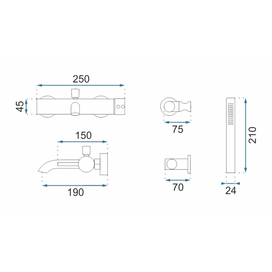 REA-B8010 - Badset LUNGO, geborsteld goud
