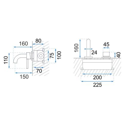 REA-B8652 - Wastafelmengkraan voor inbouw LUNGO geborsteld goud