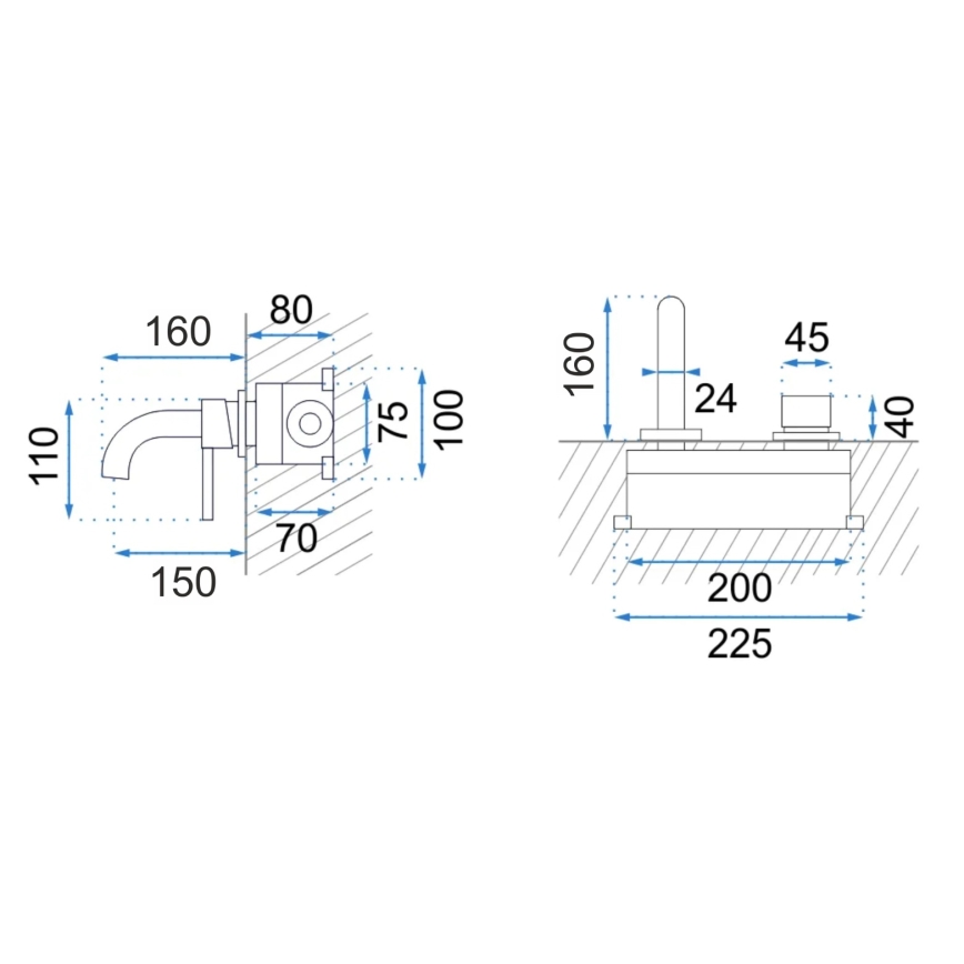REA-B8652 - Wastafelmengkraan voor inbouw LUNGO geborsteld goud