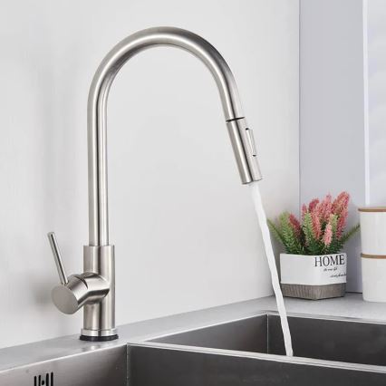 REA-B9146 - Keukenkraan FRESH 39,5 cm met uittrekbare uitloop nikkel