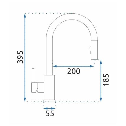 REA-B9146 - Keukenkraan FRESH 39,5 cm met uittrekbare uitloop nikkel