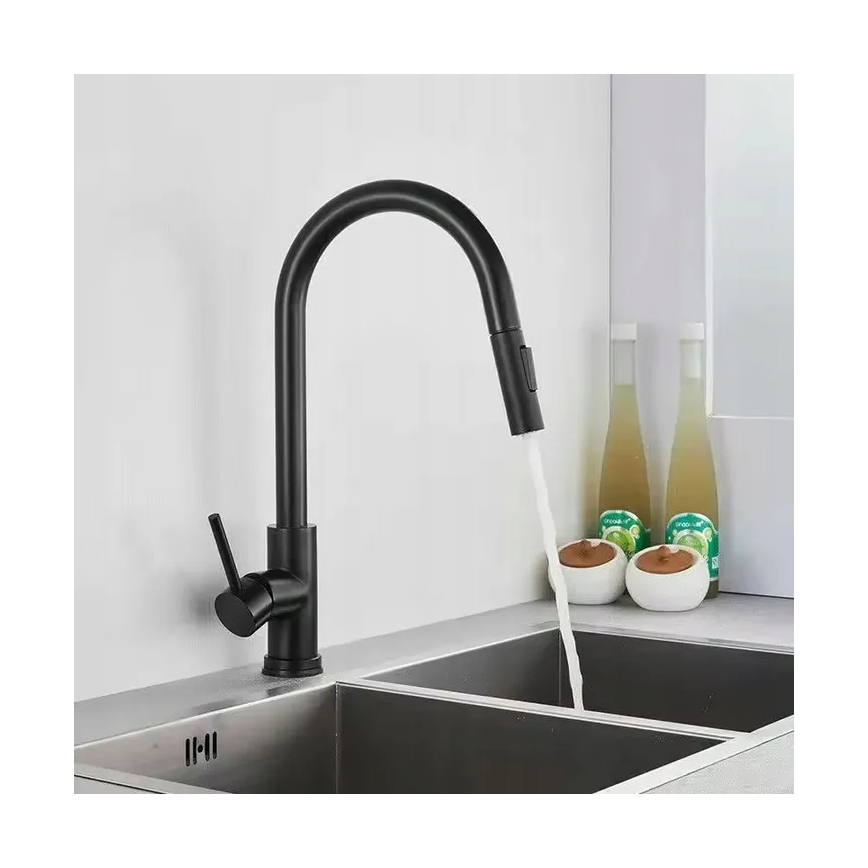 REA-B9147 - Keukenkraan met uittrekbare handdouche FRESH 39,5 cm mat zwart