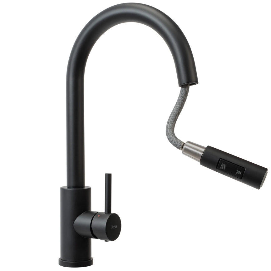 REA-B9147 - Keukenkraan met uittrekbare handdouche FRESH 39,5 cm mat zwart