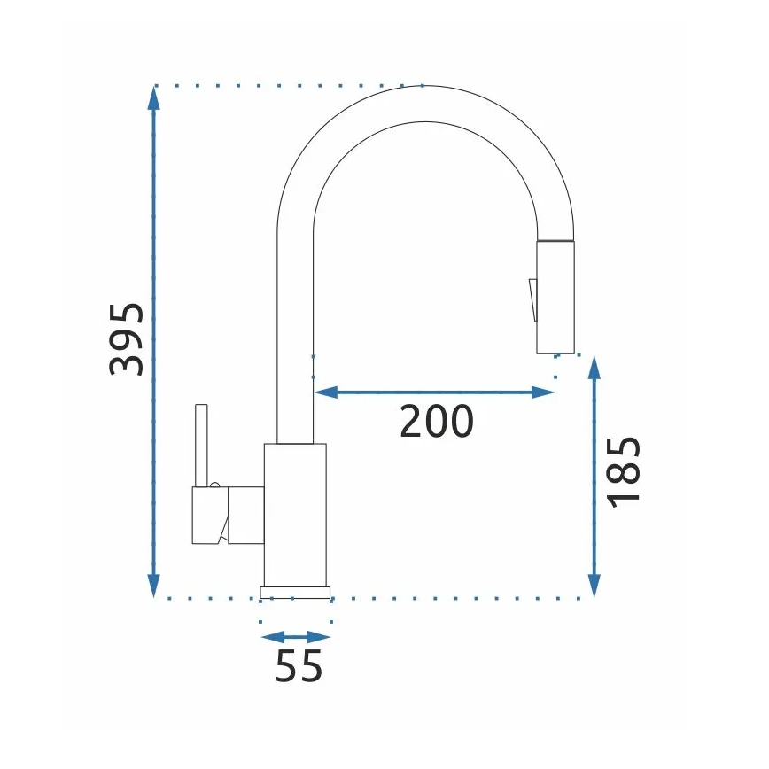 REA-B9147 - Keukenkraan met uittrekbare handdouche FRESH 39,5 cm mat zwart