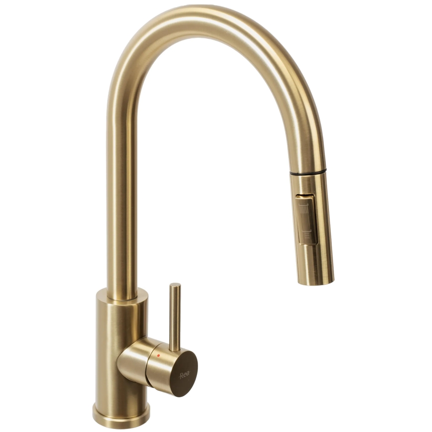 REA-B9148 - Keukenkraan met uittrekbare sproeikop FRESH 39,5 cm geborsteld goud