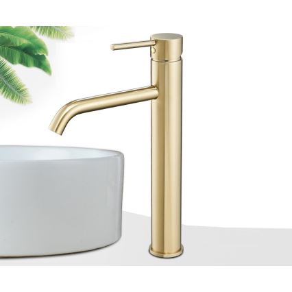 REA-B9409 - Wastafelkraan LUNGO 28 cm goudkleurig