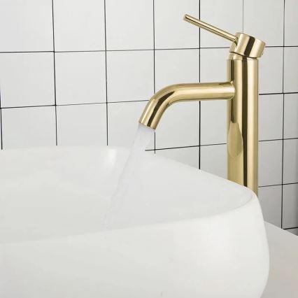REA-B9409 - Wastafelkraan LUNGO 28 cm goudkleurig