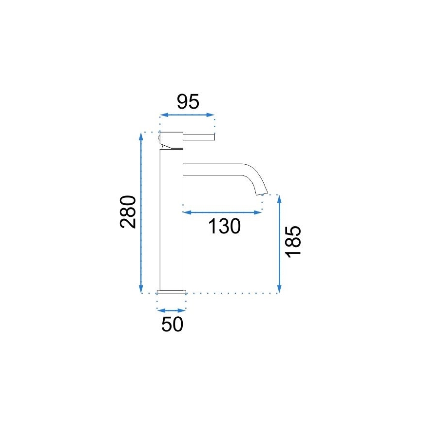 REA-B9409 - Wastafelkraan LUNGO 28 cm goudkleurig