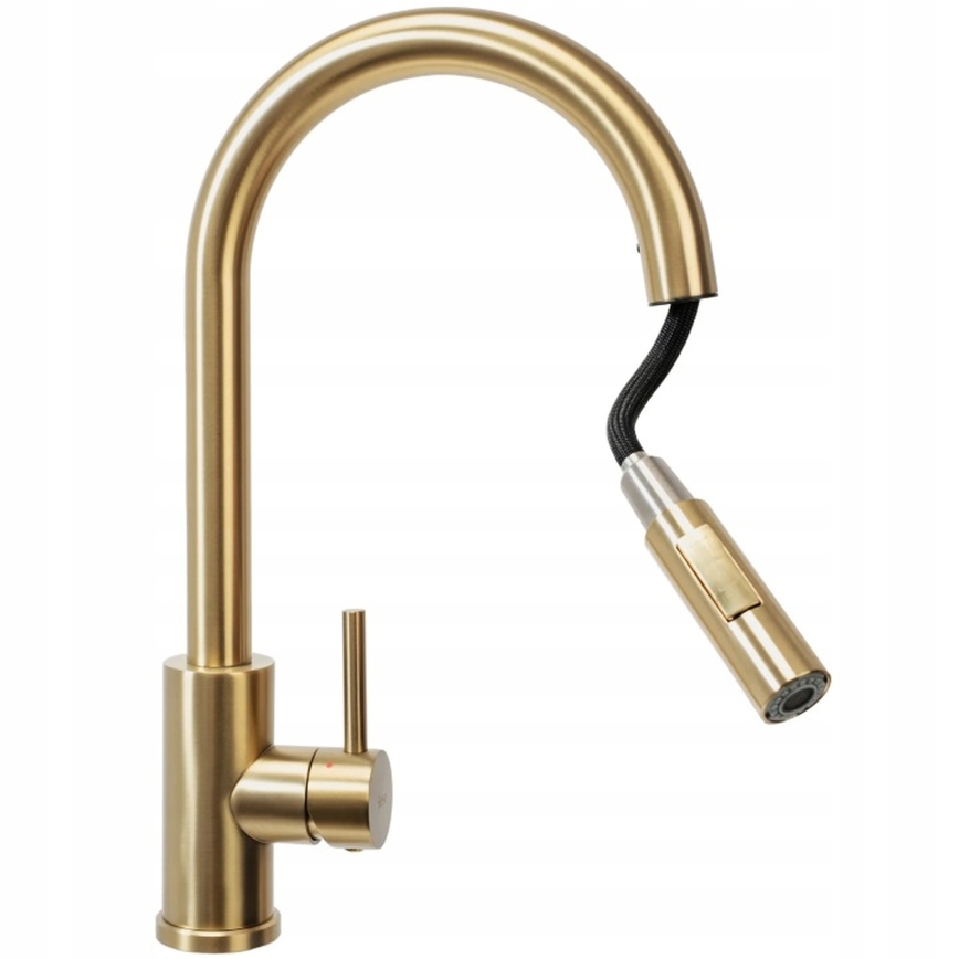 REA-B9842 - Aanraakbare keukenkraan met uittrekbare sproeikop FRESH TOUCH 37 cm 4xAA geborsteld goud