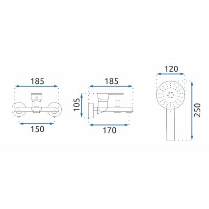 REA-B9932 - Badkraanset BLOOM mat wit/goud