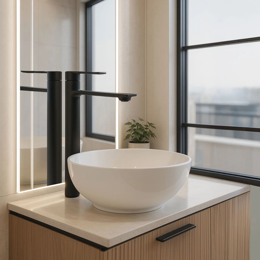 REA-B9988 - Wastafelmengkraan STORM 29,5 cm mat zwart