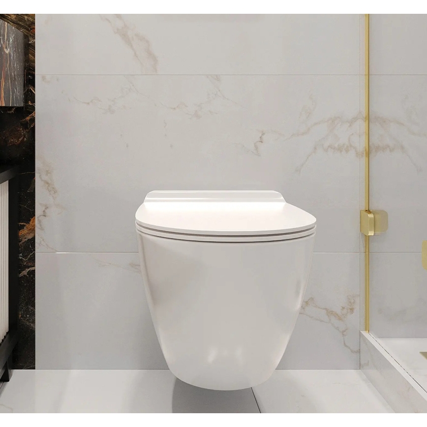 REA-C1400 - Hangend toilet met toiletbril CARTER RIMLESS keramiek/wit