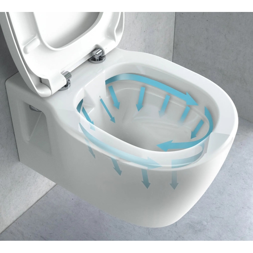 REA-C1400 - Hangend toilet met toiletbril CARTER RIMLESS keramiek/wit