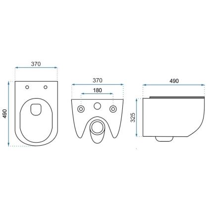REA-C1400 - Hangend toilet met toiletbril CARTER RIMLESS keramiek/wit