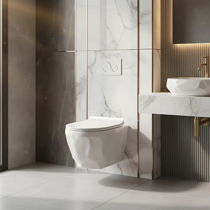 REA-C1652 - Hangend toilet met toiletbril GUSTAVO RIMLESS keramiek/wit