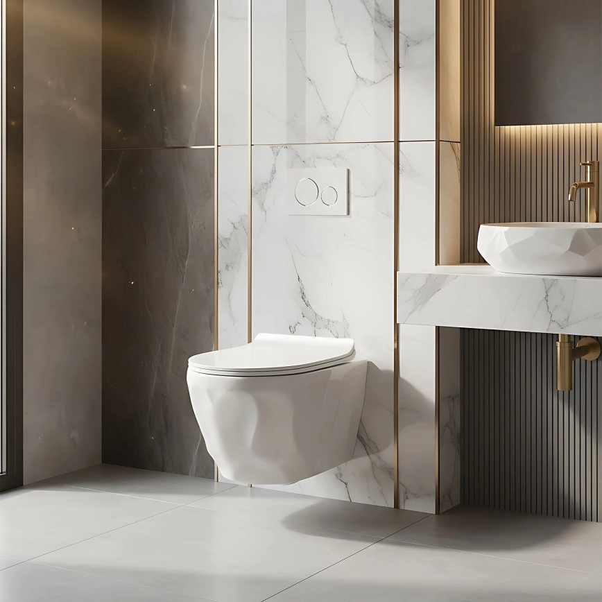 REA-C1652 - Hangend toilet met toiletbril GUSTAVO RIMLESS keramiek/wit