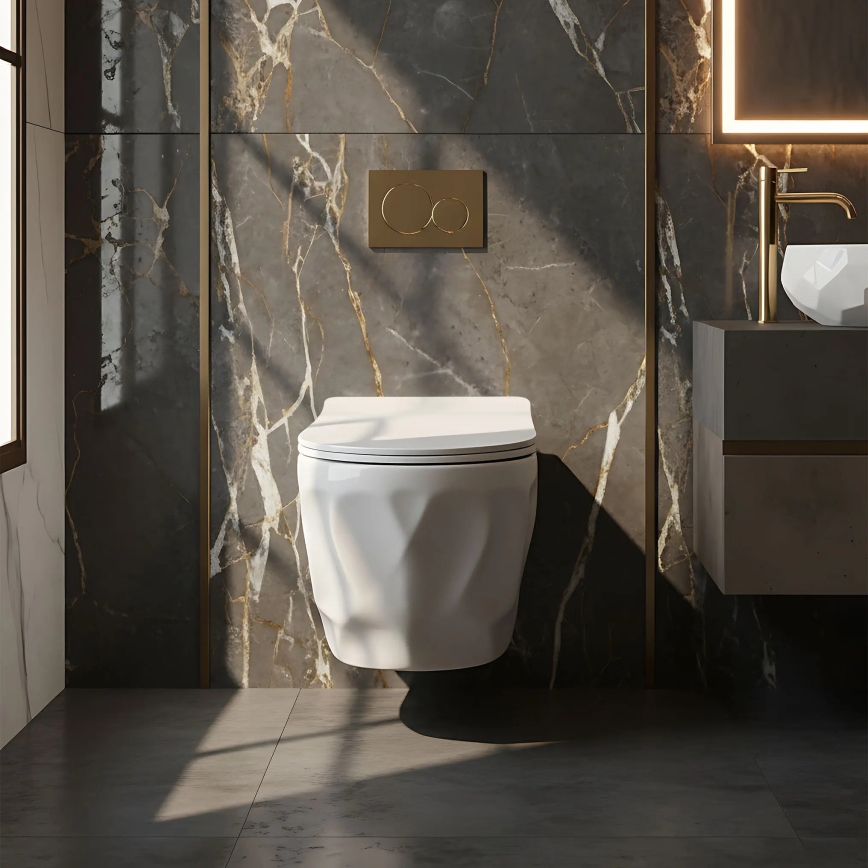 REA-C1652 - Hangend toilet met toiletbril GUSTAVO RIMLESS keramiek/wit