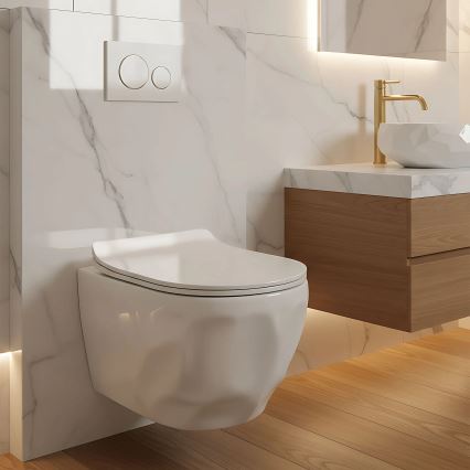 REA-C1652 - Hangend toilet met toiletbril GUSTAVO RIMLESS keramiek/wit