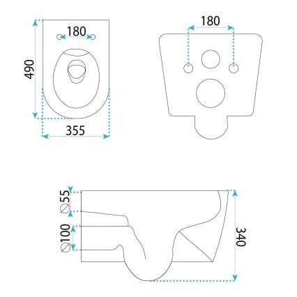 REA-C1652 - Hangend toilet met toiletbril GUSTAVO RIMLESS keramiek/wit
