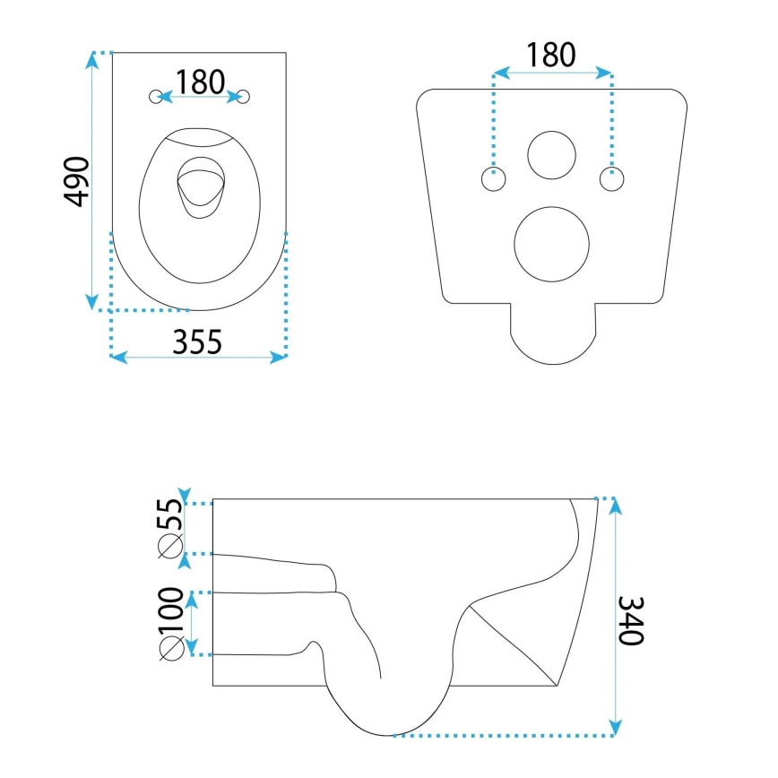 REA-C1652 - Hangend toilet met toiletbril GUSTAVO RIMLESS keramiek/wit