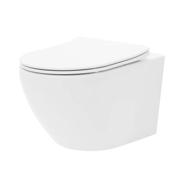 REA-C2760 - Hangend toilet met toiletzitting CARLO FLAT MINI RIMLESS keramiek/glanzend wit