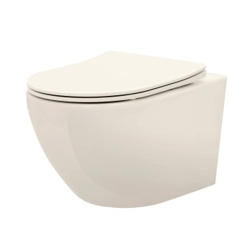 REA-C5500 - Hangend toilet met zitting CARLO MINI TORNADO RIMLESS keramiek/crème