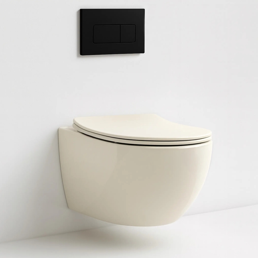 REA-C5500 - Hangend toilet met zitting CARLO MINI TORNADO RIMLESS keramiek/crème