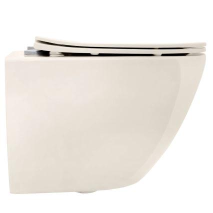 REA-C5500 - Hangend toilet met zitting CARLO MINI TORNADO RIMLESS keramiek/crème