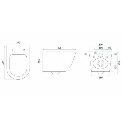 REA-C5500 - Hangend toilet met zitting CARLO MINI TORNADO RIMLESS keramiek/crème