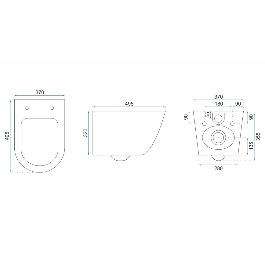 REA-C5500 - Hangend toilet met zitting CARLO MINI TORNADO RIMLESS keramiek/crème