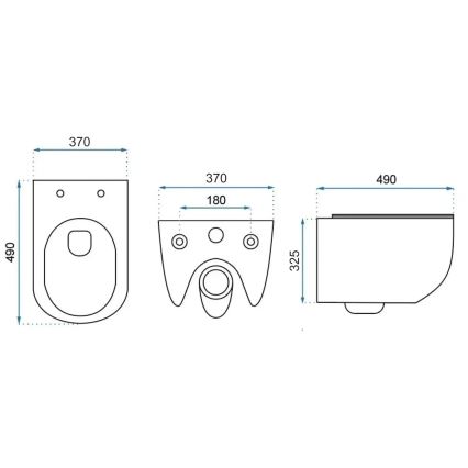 REA-C6390 - Hangend toilet met zitting CARTER TORNADO RIMLESS keramiek/steenlook