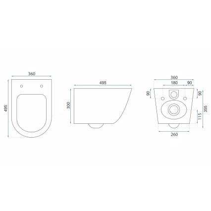 REA-C6800 - Wandcloset met toiletzitting TITO TORNADO RIMLESS keramiek/wit
