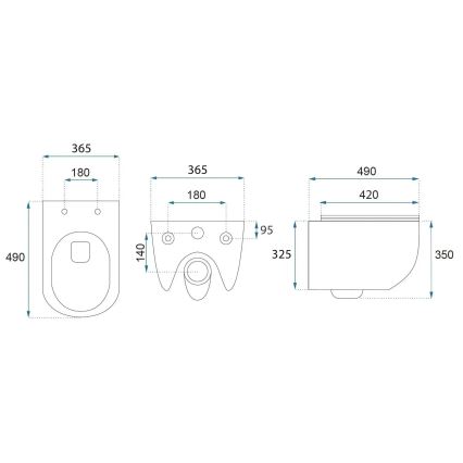 REA-C6806 - Hangend toilet met toiletbril CARLO MINI TORNADO RIMLESS keramiek/wit/goud