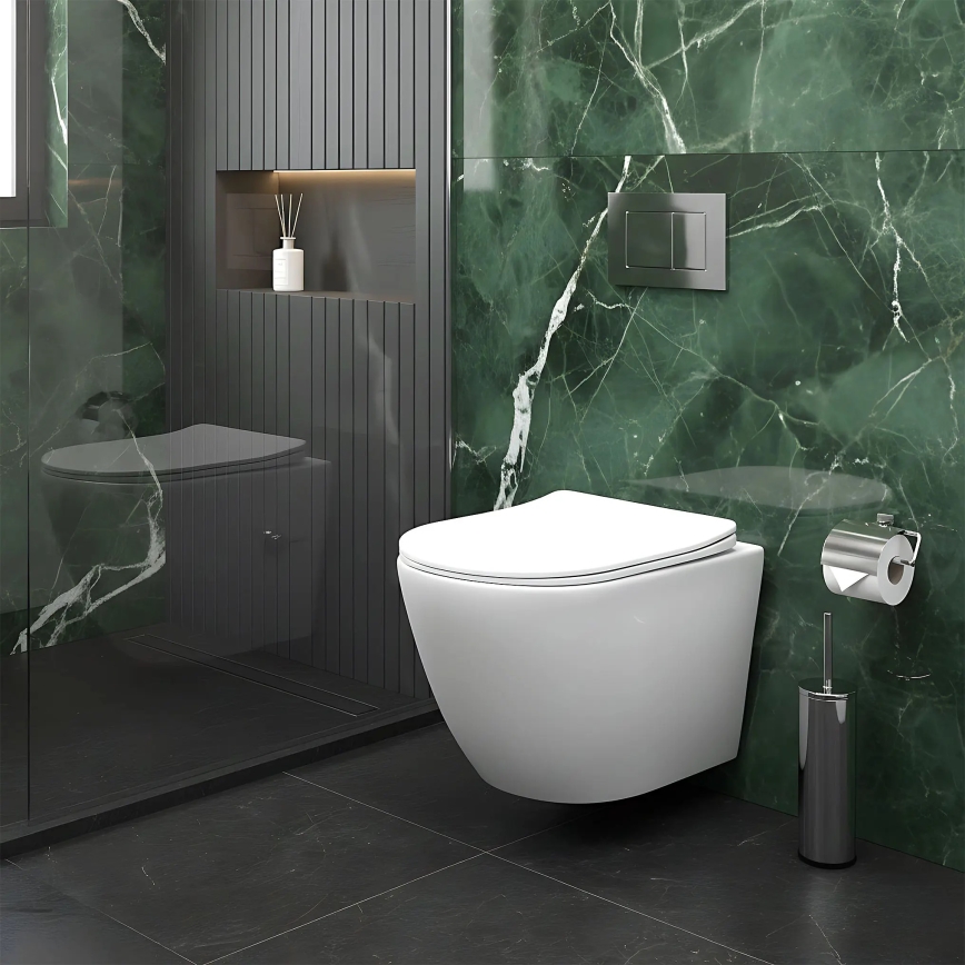 REA-C9701 - Hangend toilet met bidetdouche en toiletzitting CARLO LUX keramiek/wit