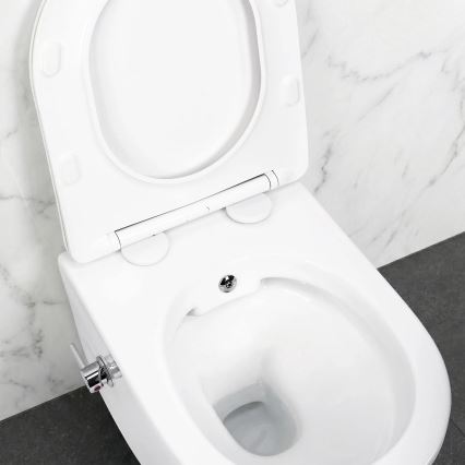 REA-C9701 - Hangend toilet met bidetdouche en toiletzitting CARLO LUX keramiek/wit