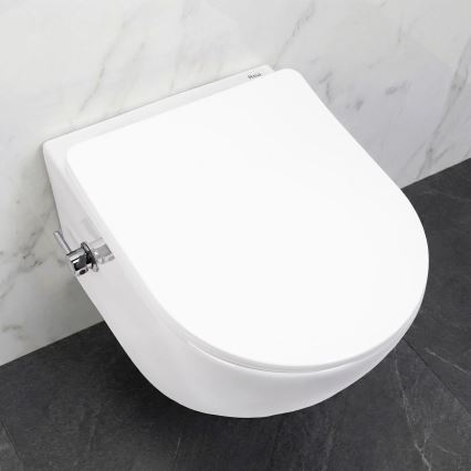 REA-C9701 - Hangend toilet met bidetdouche en toiletzitting CARLO LUX keramiek/wit