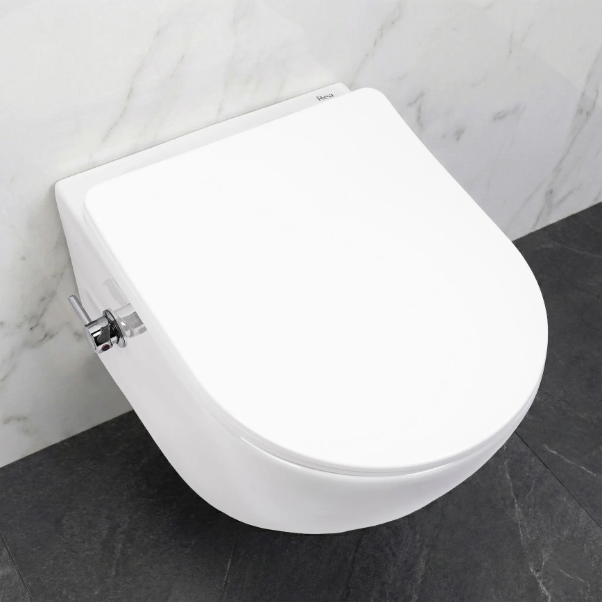 REA-C9701 - Hangend toilet met bidetdouche en toiletzitting CARLO LUX keramiek/wit