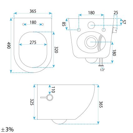 REA-C9701 - Hangend toilet met bidetdouche en toiletzitting CARLO LUX keramiek/wit