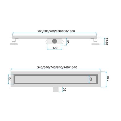 REA-G2501 - Afvoergoot NEOX 60 cm, roestvrij staal (RVS)