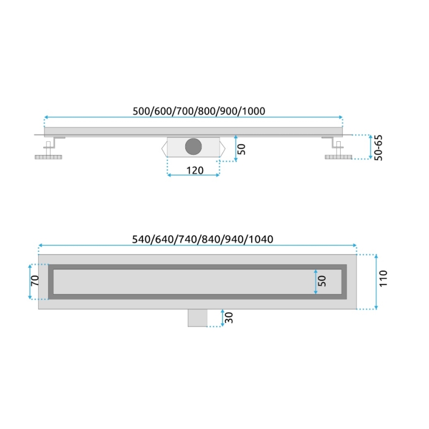 REA-G2501 - Afvoergoot NEOX 60 cm, roestvrij staal (RVS)