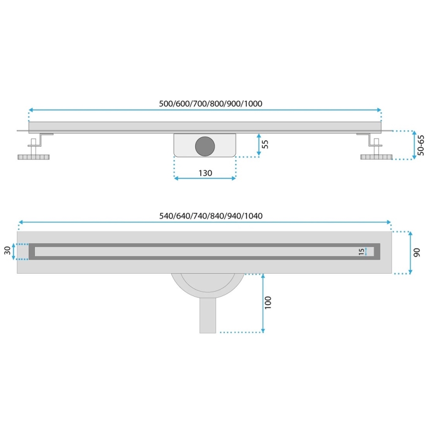 REA-G2710 - Afvoergoot NEOX SLIM 80 cm roestvrij staal/zwart