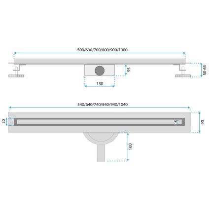 REA-G2714 - Afvoergoot NEOX SLIM 70 cm roestvrij staal/geborsteld goud